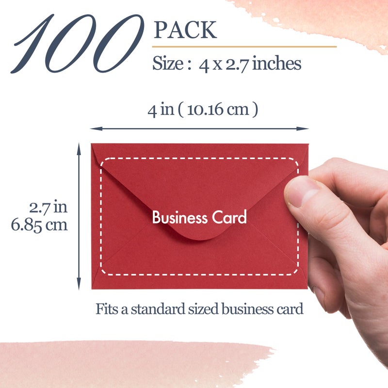 MATICAN Gift Card Envelopes - 100-Count Mini Envelopes, Red Paper Business Card Envelopes, Bulk Tiny Envelope Pockets for Small Note Cards, Red 4 x 2.7 Inches - Image 4